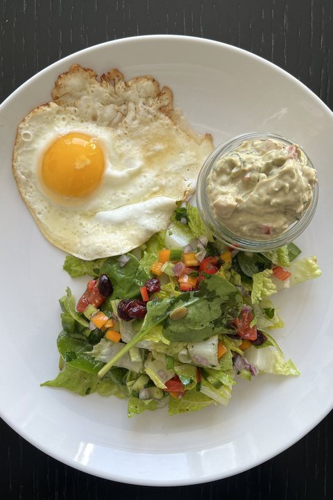 A colorful home-cooked meal in progress